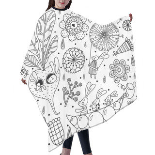 Personality  Cute Bunnies And Flowers Hair Cutting Cape