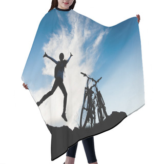 Personality  Happy Cyclist On Top Of The Hill Hair Cutting Cape