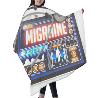 Personality  Migraine On The Display Of Medical Tablet. Hair Cutting Cape