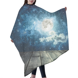 Personality  Night Sky With Stars And Full Moon, Wooden Planks Hair Cutting Cape