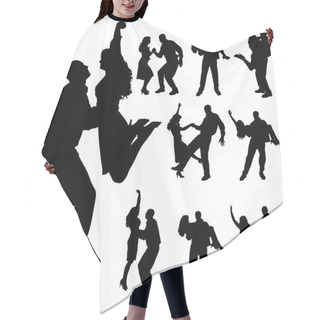 Personality  Vector Silhouette Of People. Hair Cutting Cape