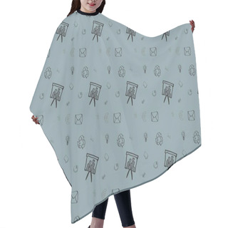 Personality  Colored Background With Different Accessories Hair Cutting Cape