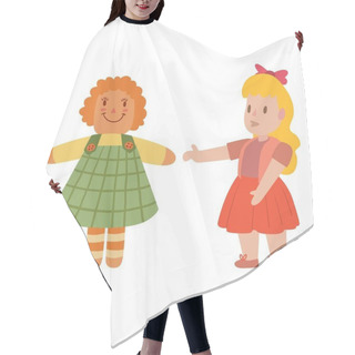 Personality  Doll Girl Toy Vector Character Hair Cutting Cape