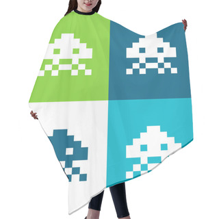 Personality  Alien Of Game Flat Four Color Minimal Icon Set Hair Cutting Cape