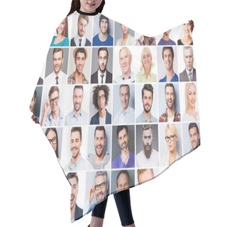 Personality  Collage Of Diverse Multi-ethnic People Hair Cutting Cape