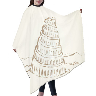 Personality  Tower Of Babel. Vector Drawing Hair Cutting Cape