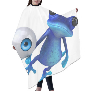 Personality  Fun Blue Frog With Eye  - 3D Illustration Hair Cutting Cape