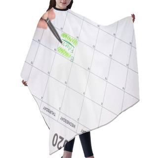 Personality  Cropped View Of Woman Pointing With Pen On Fitness Lettering In To-do Calendar With 2020 Inscription On Wooden Background Hair Cutting Cape