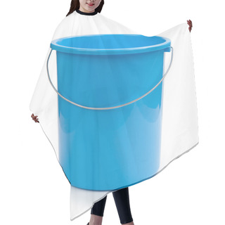 Personality  Blue Bucket Plastic Isolated On White Hair Cutting Cape
