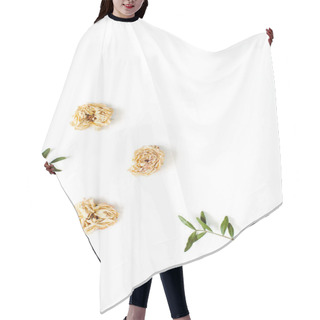 Personality  Floral Border Frame Made Of Dry Pastel Beige Roses  Hair Cutting Cape