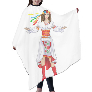 Personality  Girl In Ukrainian National Costume Hair Cutting Cape