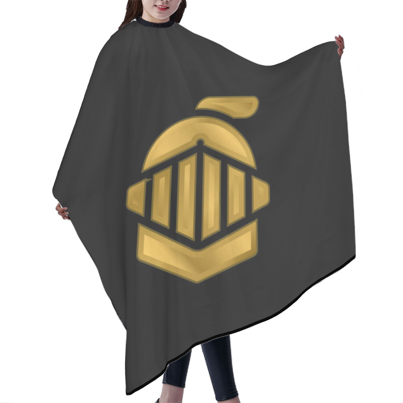 Personality  Armor Gold Plated Metalic Icon Or Logo Vector Hair Cutting Cape