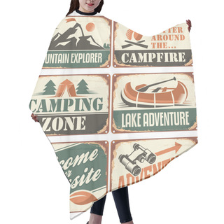 Personality  Camping Retro Signs Collection Hair Cutting Cape
