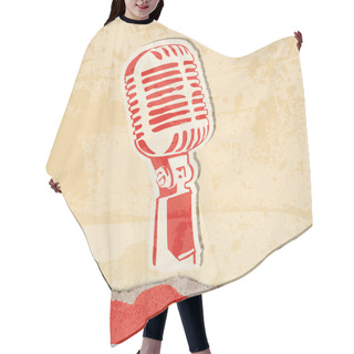 Personality  Grunge Concert Poster With Microphone Hair Cutting Cape