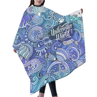 Personality  Cartoon Hand-drawn Doodles Underwater Life Illustration Hair Cutting Cape