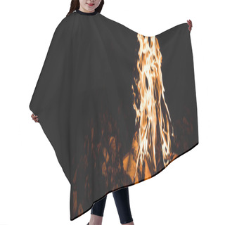 Personality  Panoramic Shot Of Flame And Logs In Camp Fire In Darkness In The Night  Hair Cutting Cape