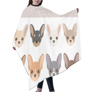 Personality  Chihuahua Dogs Different Coat Colors. Chihuahuas Characters Set.  Vector Illustration Hair Cutting Cape