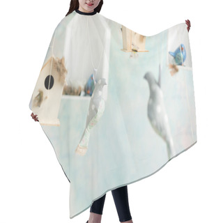 Personality  Vintage Background With Toy Birds Hair Cutting Cape