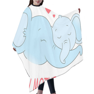 Personality  Illustration Of Elephants With Closed Eyes Near Happy Mothers Day Lettering On White  Hair Cutting Cape