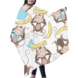 Personality  Pattern With Monkeys And Bananas. Hair Cutting Cape