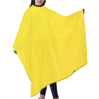 Personality  A Green Plastic Toy Number Eighty Is Located In The Lower Right Corner On A Yellow Background. Hair Cutting Cape