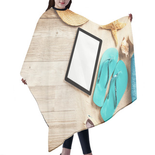 Personality  Summer Concept With Tablet And Accessories Hair Cutting Cape