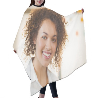 Personality  Smiling Confident Businesswoman  Hair Cutting Cape
