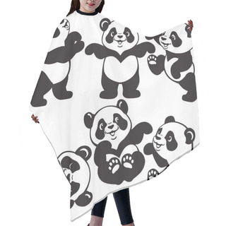 Personality  Black And White Set  With Cartoon Panda Hair Cutting Cape