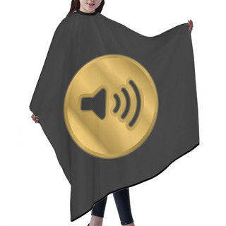 Personality  Audio Control Button Gold Plated Metalic Icon Or Logo Vector Hair Cutting Cape