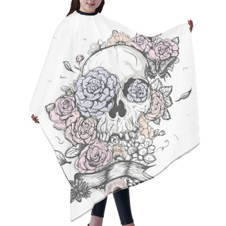 Personality  Skull And Flowers Vector Illustration Day Of The Dead Hair Cutting Cape