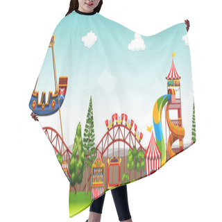 Personality  Amusement Park Scene With Rides Hair Cutting Cape