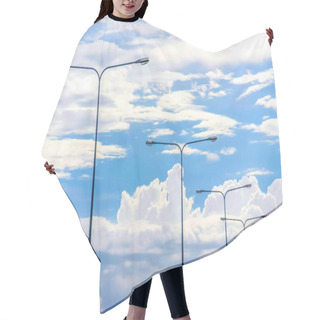 Personality  Light Pole On Beautiful White Cloud And Blue Sky Hair Cutting Cape