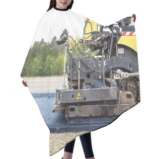 Personality  Industrial Pavement Truck Laying Fresh Asphalt On Construction Site, Asphalting Hair Cutting Cape