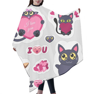Personality  Valentine's Day Love Emoticons. Cats In Love Emoticons For Website And Mobile Application. Flat Vector Illustration Hair Cutting Cape