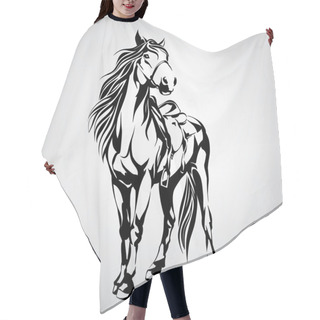 Personality  Black Silhouette Of Horse Hair Cutting Cape