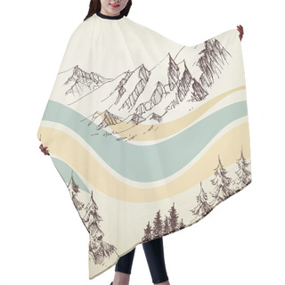 Personality  Alpine Landscape, Valley And Pine Forest Sketch Hair Cutting Cape