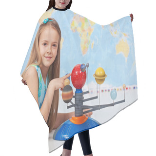 Personality  Young Girl Study Solar System In Science Class Hair Cutting Cape