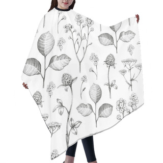 Personality  Wild Flowers Drawing. Seamless Pattern Hair Cutting Cape