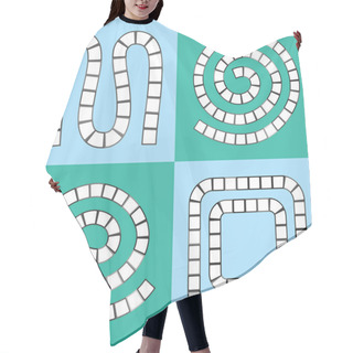 Personality  Abstract Futuristic Maze Set, Template For Children's Games, White Squares Black Contour On Blue Turquoise Background. Vector Illustration Hair Cutting Cape