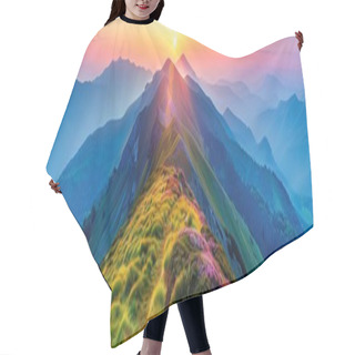 Personality  The Mountain Peaks Glowed, Mist Veiled The Valleys, A Breathtaking Sunrise View Hair Cutting Cape