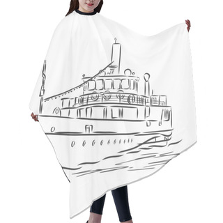 Personality  Ship, Steamboat, Steamship, Doodle Style Sketch Illustration Hand Drawn Vector Hair Cutting Cape