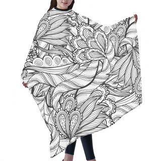 Personality  Vector Colorless Seamless Pattern. Ethnic Retro Design Hair Cutting Cape