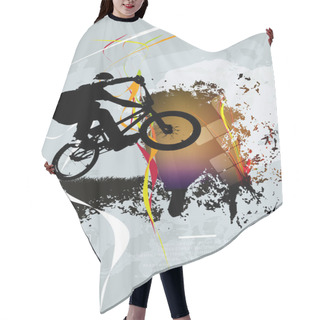 Personality  Active Man. BMX Rider In Abstract Sport Background, Vector. Hair Cutting Cape