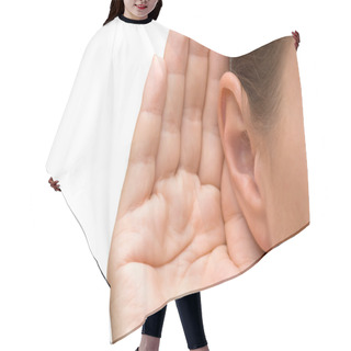 Personality  Girl Listening With Her Hand On An Ear Hair Cutting Cape