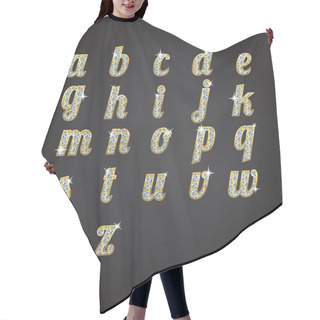 Personality  Vector Golden Alphabet With Diamonds Hair Cutting Cape