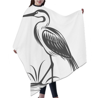 Personality  Sketch Drawing Of A Heron Bird Isolated On White Background. Drawing Of A Gray Heron. One Bird. Coloring Book Page For Adults Or Children. Ideal For Postcards, Prints, Stickers, Greeting Cards Hair Cutting Cape