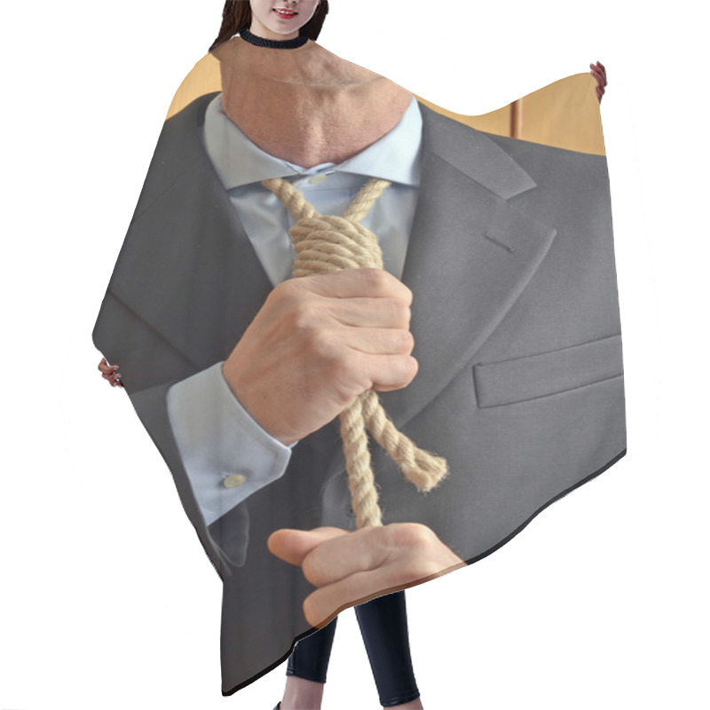 Personality  Hangman Adjusting A Noose Rope Hair Cutting Cape