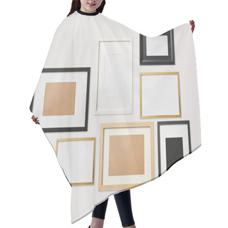 Personality  Blank Decorative Square Frames On White Background Hair Cutting Cape