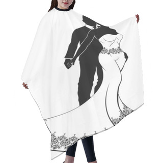 Personality  Bride And Groom Wedding Couple Silhouette Hair Cutting Cape