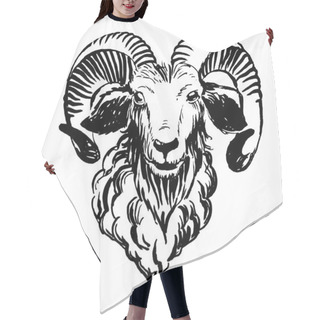 Personality  Marker Hand-drawn Farm Animals: Ram (sheep).  Hair Cutting Cape